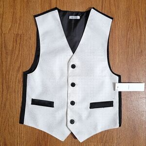Calvin Klein Dress Vest Boys Size 6 White Black Texturized Brand New With Tags